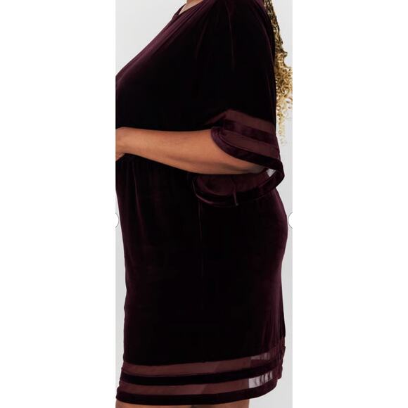 NWT Jessica Howard 20W eggplant Velvet Illusion dress insets on sleeves & hem. - Picture 4 of 13